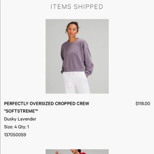 Lululemon POCC in dusky lavender size 4